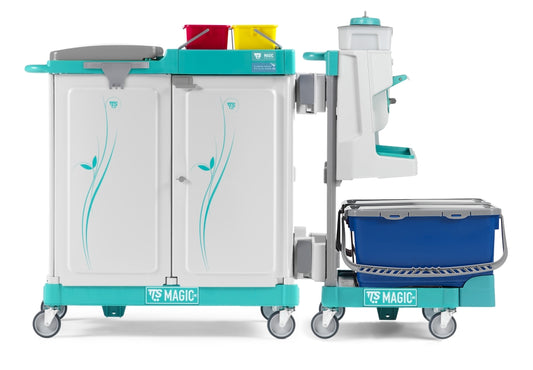 TTS Modularer Multifunktions-Reinigungswagen Magic + W810E – 2 miteinander verbundene Wagen