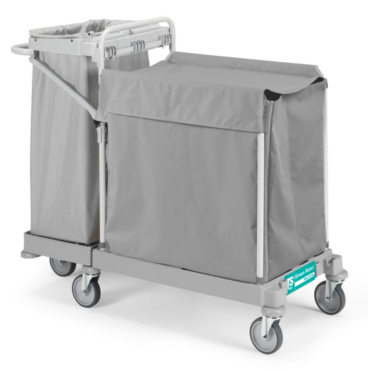 TTS Wäschewagen Plastifiziert Green Hotel 917 mit Abdeckung und ausklappbaren Sackhaltern