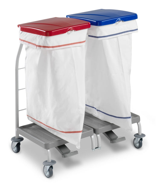 Wäschewagen "TTS Carro para Roupa Linen trolley Dust 4163" aus lackiertem Rilsan-Leinen, 2x70 L, mit Deckel und Pedal