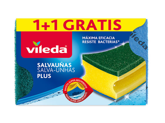 VILEDA Esponja Salva Unhas com Esfregão Verde – Proteção e Eficácia na Limpeza