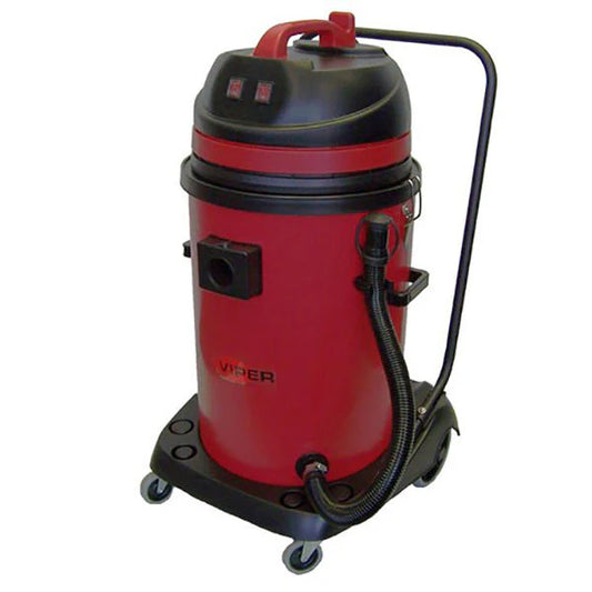 VIPER LSU275P - Aspirador água e pó 75 litros, 2 motores, depósito plástico vermelho com mangueira de 2,5 metros, 2 tubos cromados, bocal de água, bocal de pó, bocal biselado