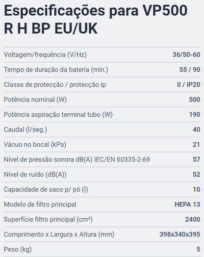 VP500 R H BP EU/UK