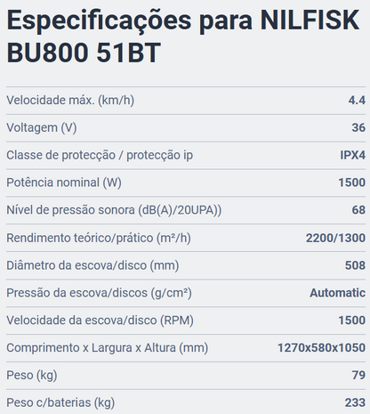 NILFISK BU800 51BT