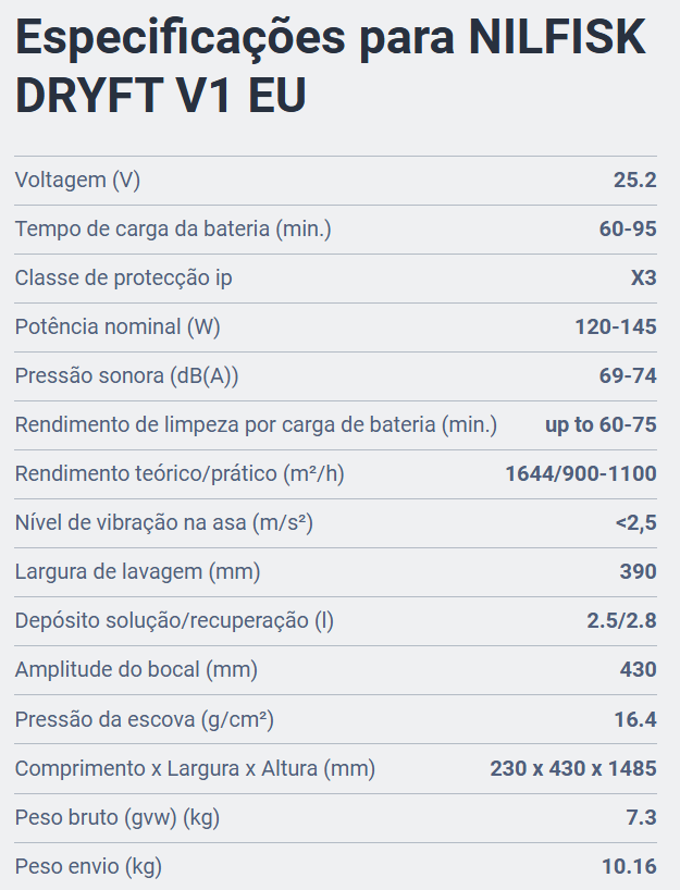 NILFISK DRYFT V1 EU 2 BAT