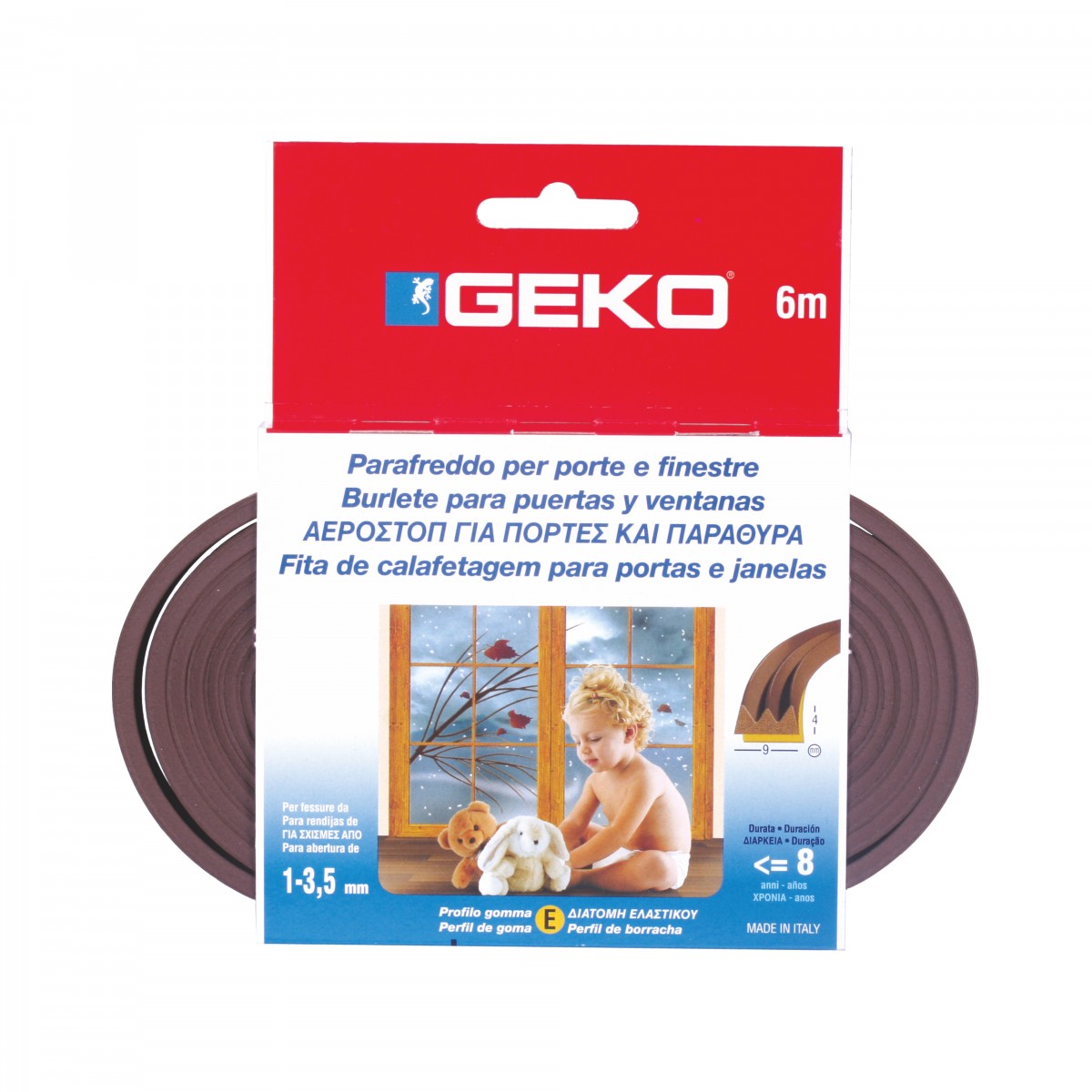 GEKO DICHTUNGSBAND "E und P" BRAUN und WEISS - 12 Stück Packung