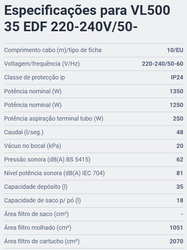 NILFISK VL500 35